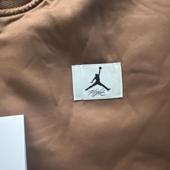 NIKE DQ9802-215 Women Sz M Air Jordan Flight Renegade Mineral Clay Bomber Jacket - Picture 7 of 11